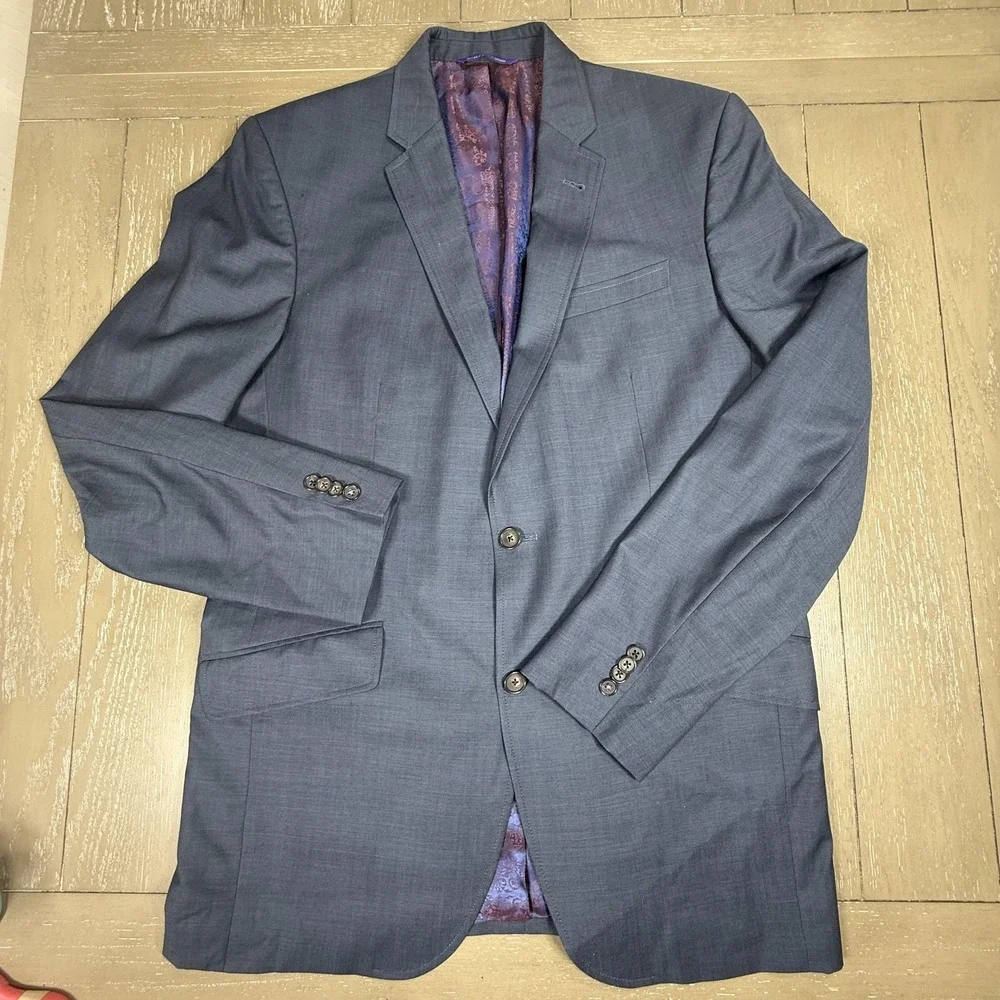 Ted Baker Blazer‎ Mens 42L Blue Endurance Jarrett SPJ 100% Wool Two Button